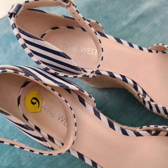 Nine West Nautical Stripe High Wedge Ankle Strap - Picture 5 of 9